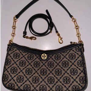 Tory Burch T Monogram Jacquard Studio Shoulder Crossbody Bag Purse